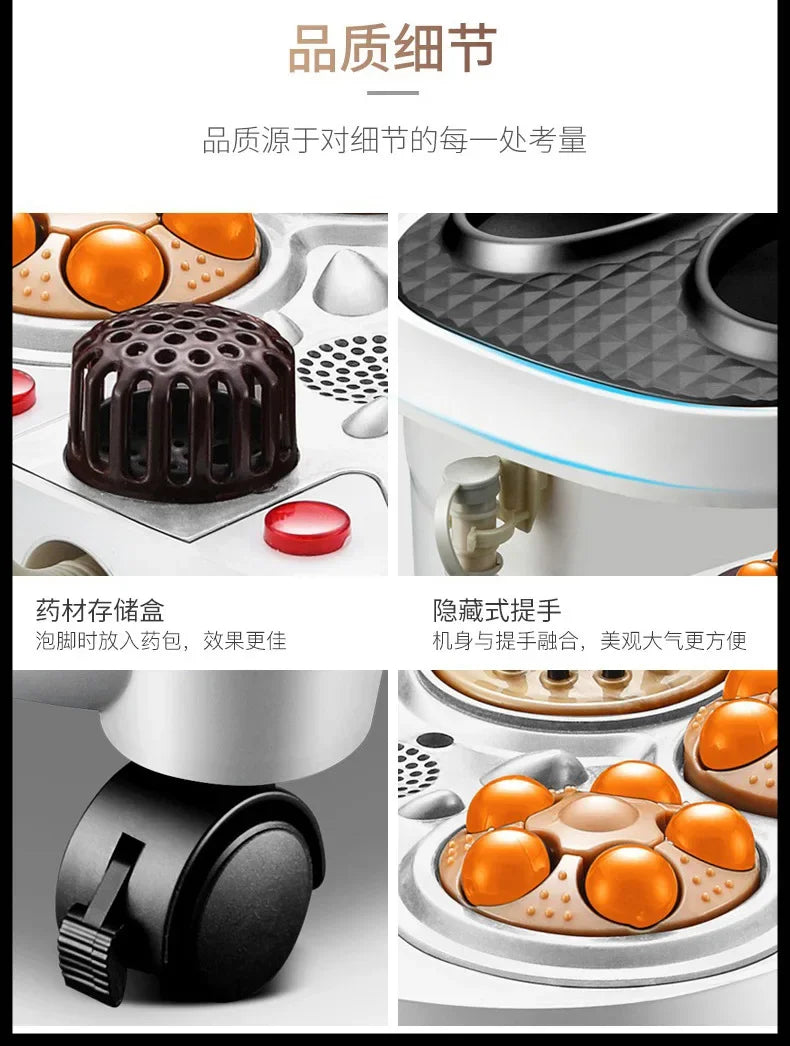 Smoked Foot Bath Full Automatic Electric Heating Washbasin Foot Massage Machine Deep Bucket Foot Bather Home Pedicure Machine