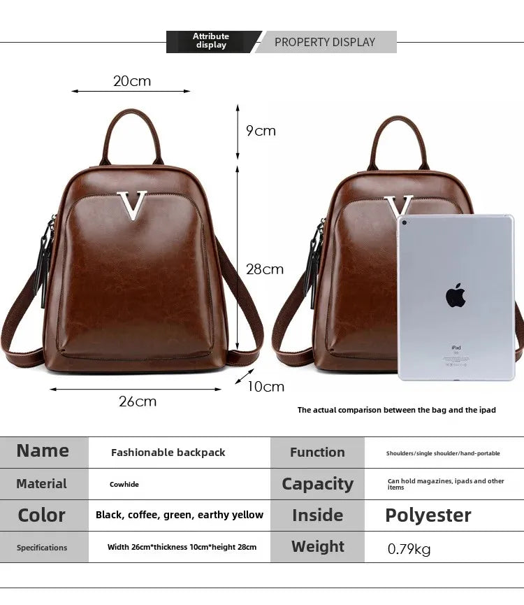 Fashionable High-Quality Leather Women's Backpack Casual Multifunctional Large Capacity Hot Sale Of The Season New Style Double