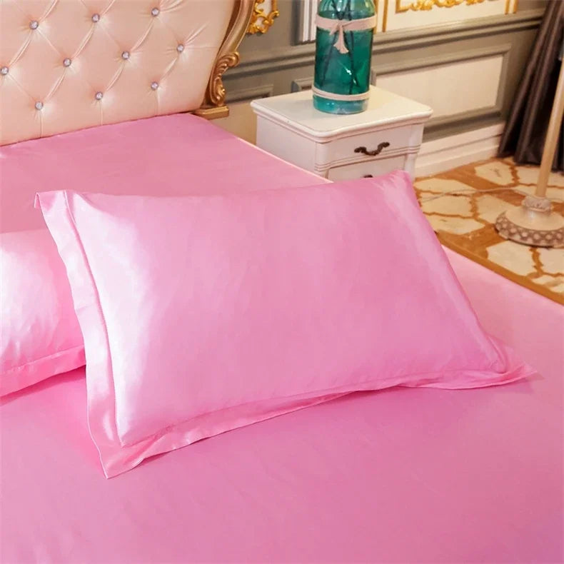 Luxury Silky Smooth Satin Pillowcase Solid Color Envelope Pillow Case Bedding Bedroom Sleep Pillowcover 48x74