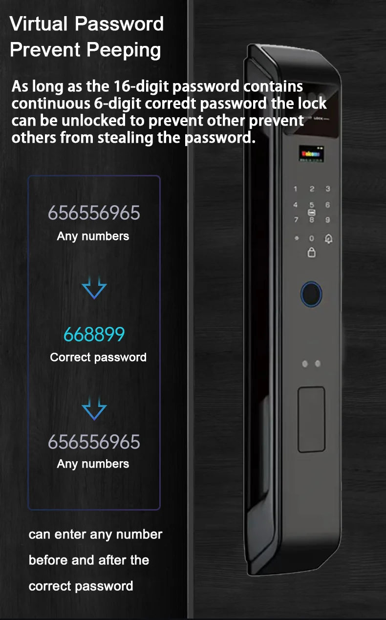 Tuya APP Smart Life APP Control Voice Intercom Smart Lock 3D Face Recognition Fingerprint Password Smart  Door Lock With Camera