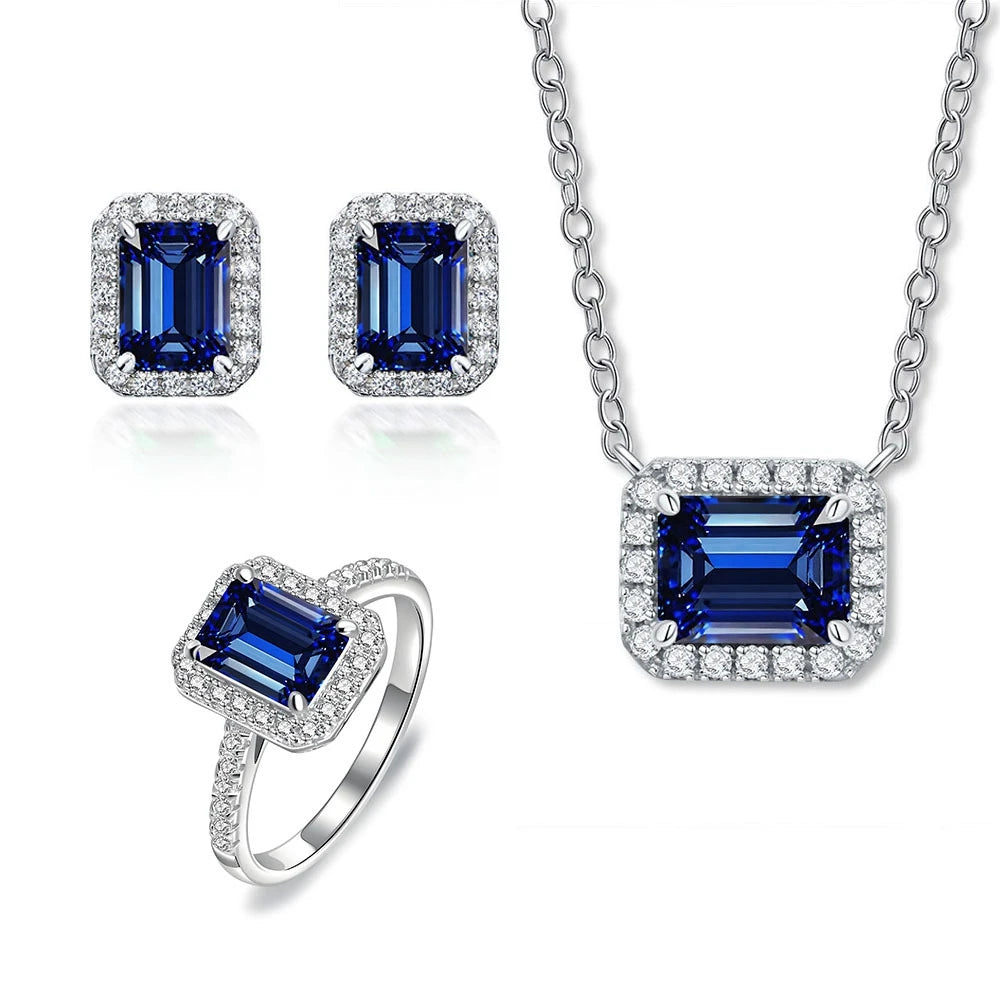 Wong Rain Solid 925 Sterling Silver 6*8 MM Sapphire Emerald Citrine Aquamarine Gems Pendant Necklace Fine Jewelry Gift Wholesale