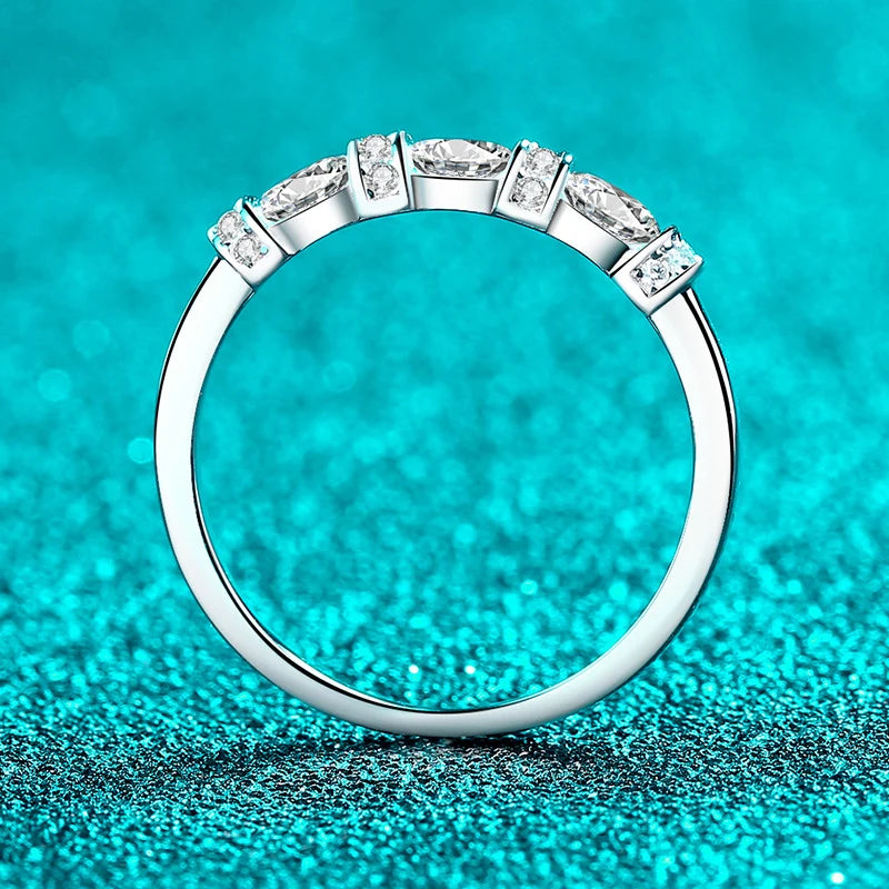 NeeTim Oval Cut Full Moissanite Ring for Women 925 Sterling Silver with White Gold Plated Lab Diamond Wedding Gemstone Rings