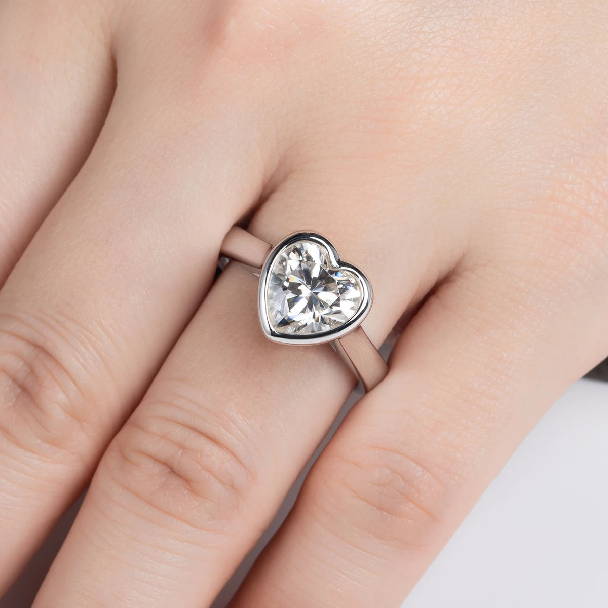 AnuJewel 3ct Heart Cut D Color Moissanite Engagement Bezel Ring With Cer 925 Sterling Silver Rings For Women Jewelry Wholesale