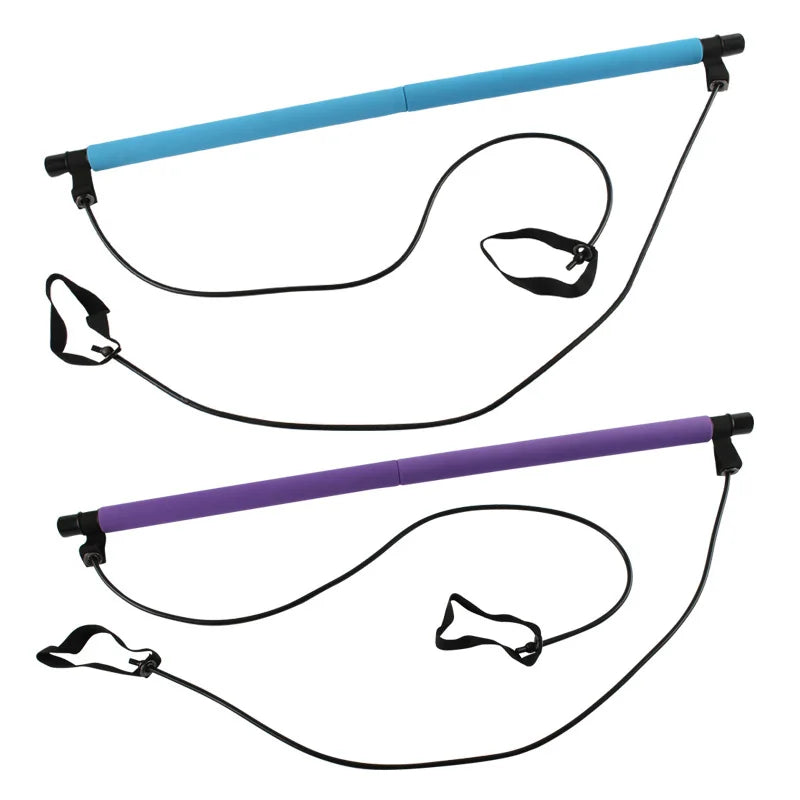 Portable Yoga Pilates Bar Stick with Resistance Band,Pull Rope,Home Gym Yoga Bar,Fitness Stretching Sports Bodybuilding