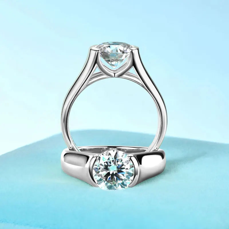 Ehhai GRA Certified 2CT Solitaire Moissanite Lab Diamond Engagement Rings for Women Men 925 Sterling Silver Wedding Jewelry Gift