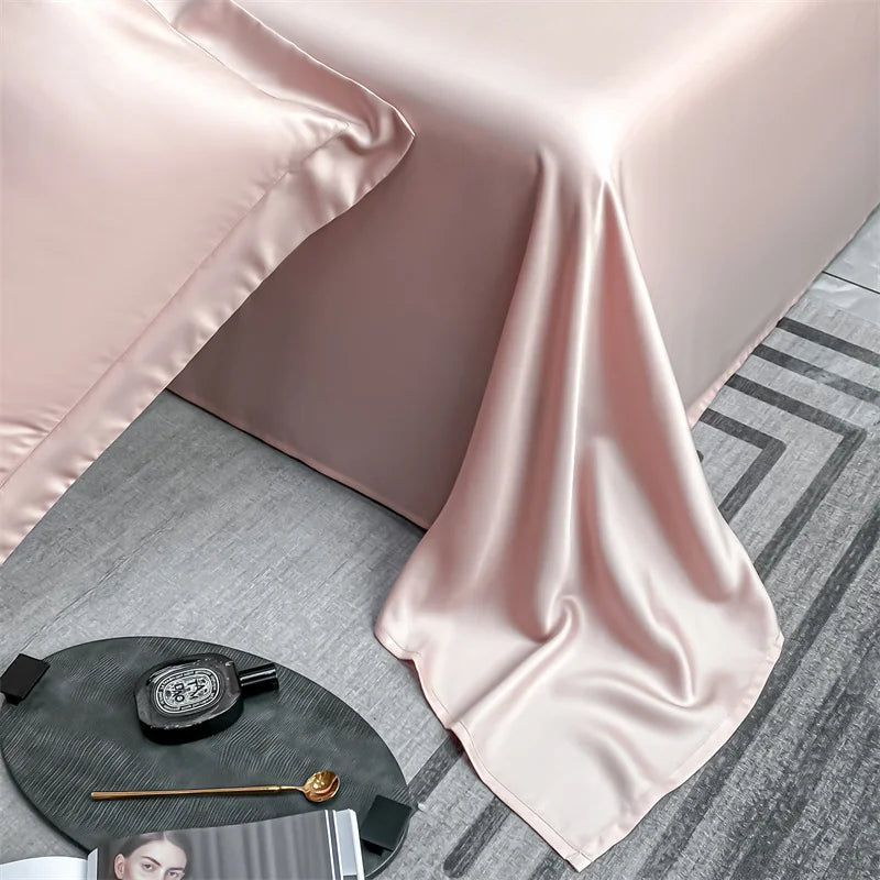 100% Bamboo Bed Sheet Flat Bed Sheets Luxury Flat Sheet Solid Color Single/Double/King/Queen Size Bed Linens Summer Cooling 2024