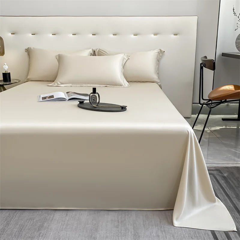 100% Bamboo Bed Sheet Flat Bed Sheets Luxury Flat Sheet Solid Color Single/Double/King/Queen Size Bed Linens Summer Cooling 2024