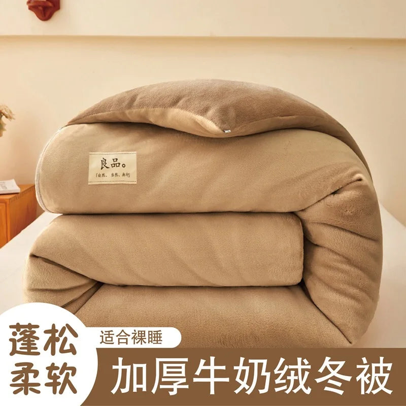 Thicken Lamb Double-faced Velvet Quilt Wool Super Warm Winter Comforter Students Dormitory Luxury Blanket Soft Quilt Duvets