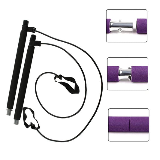 Portable Yoga Pilates Bar Stick with Resistance Band,Pull Rope,Home Gym Yoga Bar,Fitness Stretching Sports Bodybuilding