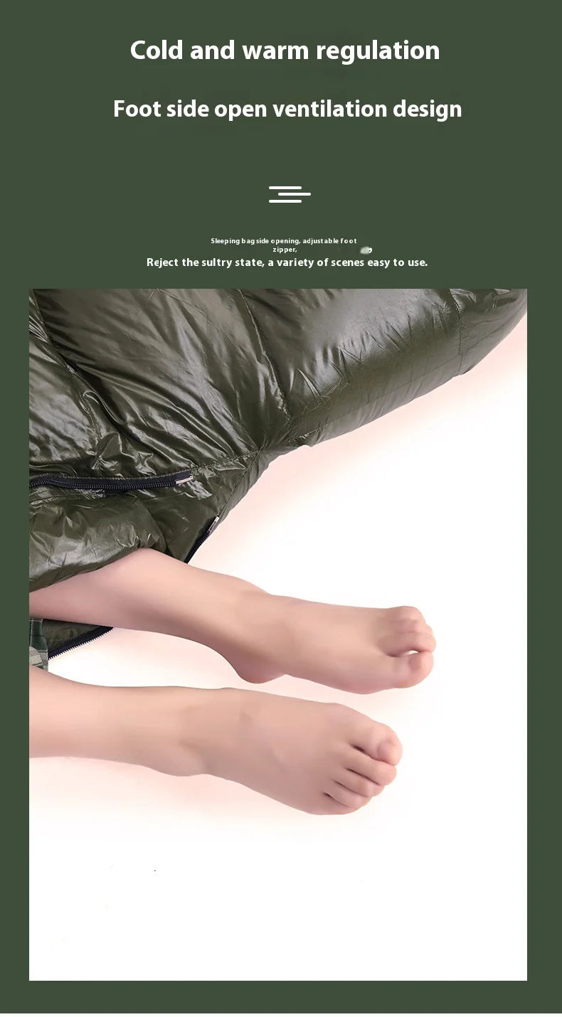 Mummy Goosevelt Sleeping Bag Warm Outdoor Down Sleeping Bag Adult Winter Travel Spliced Double Camping Bedding