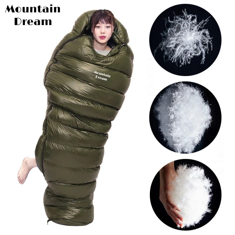 Mummy Goosevelt Sleeping Bag Warm Outdoor Down Sleeping Bag Adult Winter Travel Spliced Double Camping Bedding
