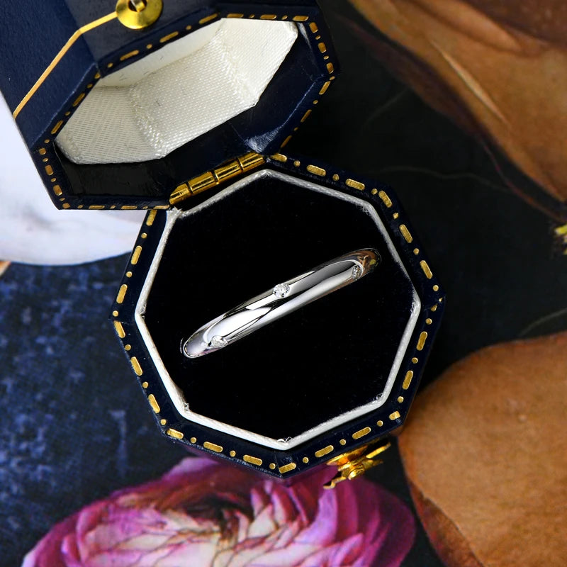 Lnngy Moissanite Ring Original Certified 925 Silver Rings For Women Couples Delicate Stackable Wedding Band Dazzling Jewellery