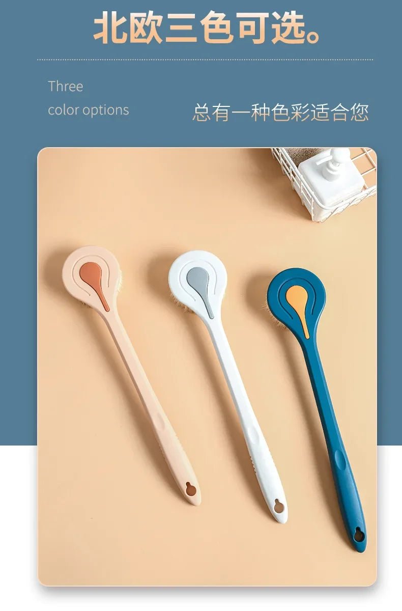Long Handle Bath Brush Soft Hair Back Bath Brush Bathroom Body Bath Brush Mud Back Scrubber Shower Massage Exfoliation Brush