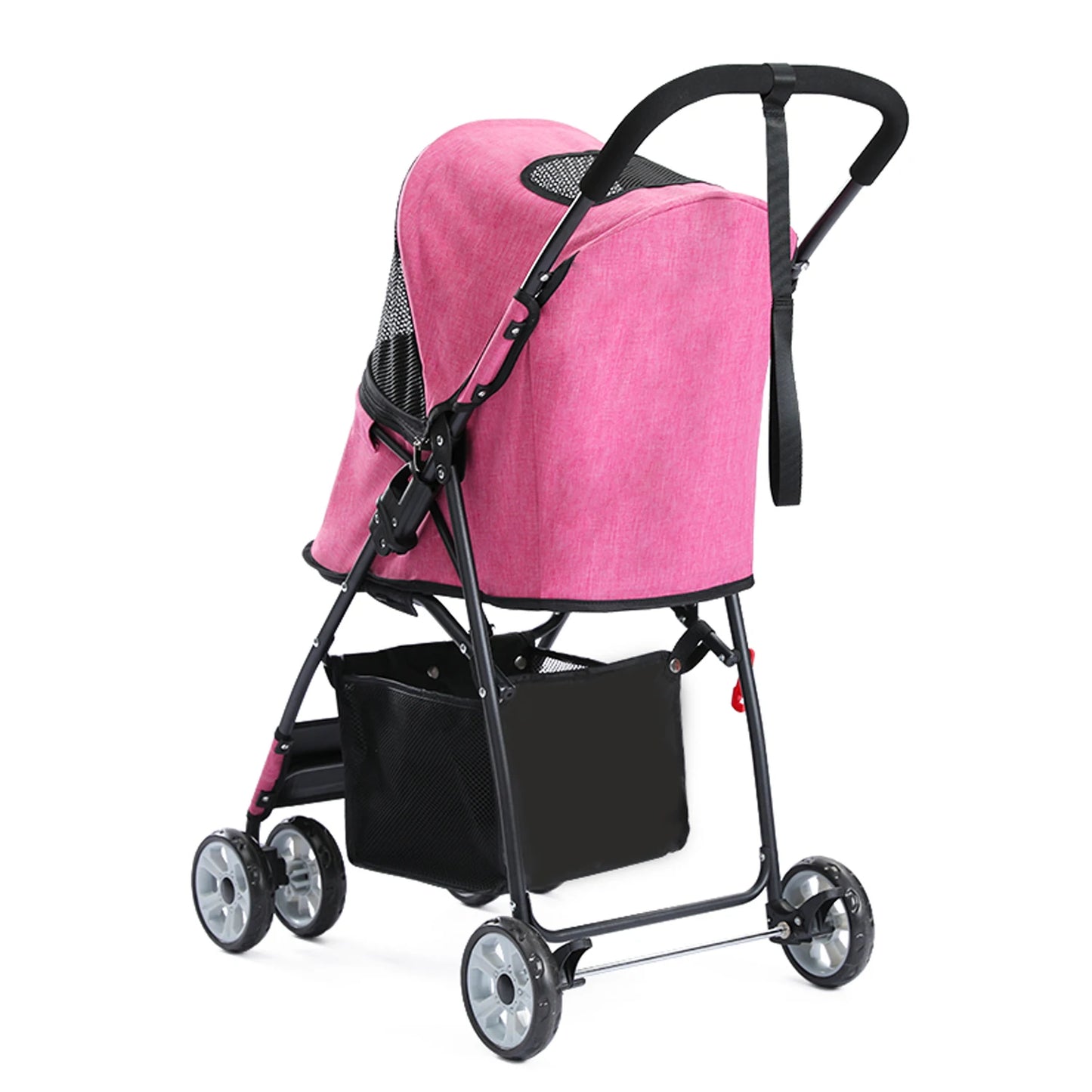 Foldable Pet Stroller 4-Wheel Dog Travel Stroller Pushchair Jogger with Storage Basket for Puppy Cat Pet Suplies Outdoor