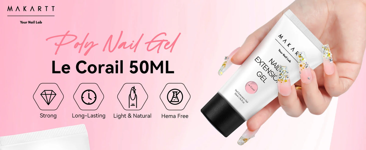 Makartt HEMA-Free Poly Nail Extension Gel 50ml, Hybrid Acrygel Builder Multi-Color, Long-Lasting French Manicure DIY Nail Art