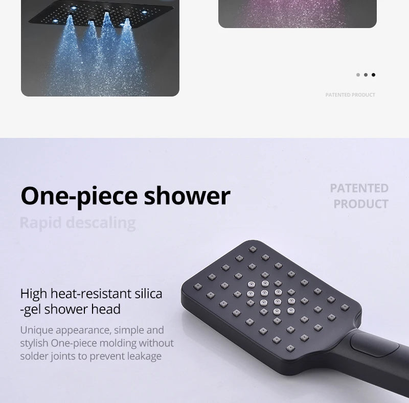 Bathroom 20inch 50x50cm Shower Head Panel Faucet Rain Mist Laterfal Jets Thermostatic Valve Mixer System SPA Massage Set