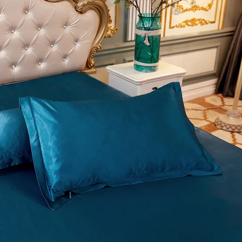Luxury Silky Smooth Satin Pillowcase Solid Color Envelope Pillow Case Bedding Bedroom Sleep Pillowcover 48x74
