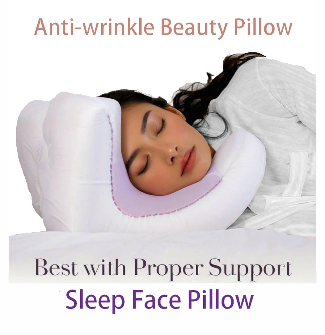 Face Pillow + Free White Satin Pillowcase! Beauty Sleep, Anti Wrinkles-Aging, Back Sleep