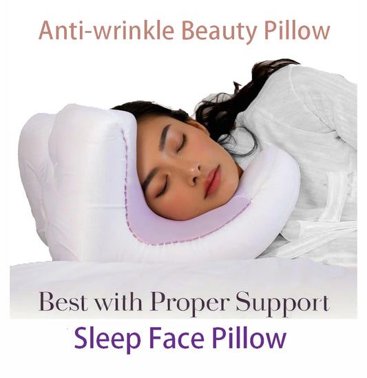Face Pillow + Free White Satin Pillowcase! Beauty Sleep, Anti Wrinkles-Aging, Back Sleep