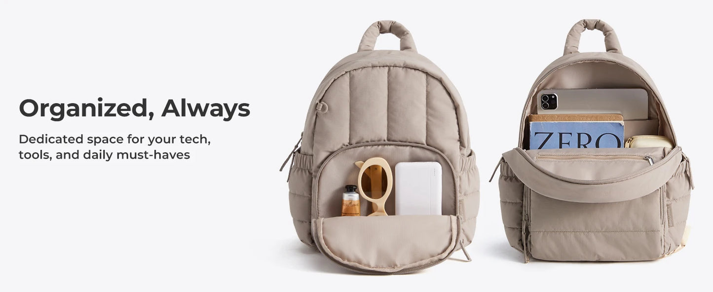 BAGSMART Mini Backpack for Women Lightweight Puffer Small Backpack Purse Quilted Casual Travel Daypack Cute Waterproof Bookbag