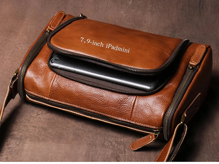 GURO Higher Quality Genuine Leather Shoulder Bag Men's Party Deluxe Crossbody Vintage Top Cowhide multicompartment Messenger Bag