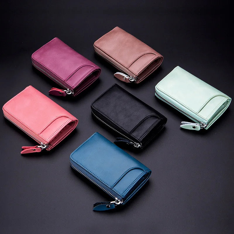 Mens Split Leather Key Chain Zipper Coin Case , Leather Car Smart Key Chain Metal Hook, Keyring Zipper Coin Wallet for women