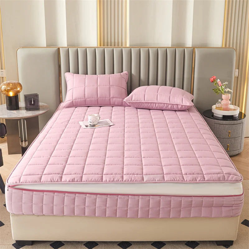 Six Sides All Inclusive Mattress Cover with Zipper Thicken Fitted Sheet Quilted Mattress Protector Pad Couple Customized Size