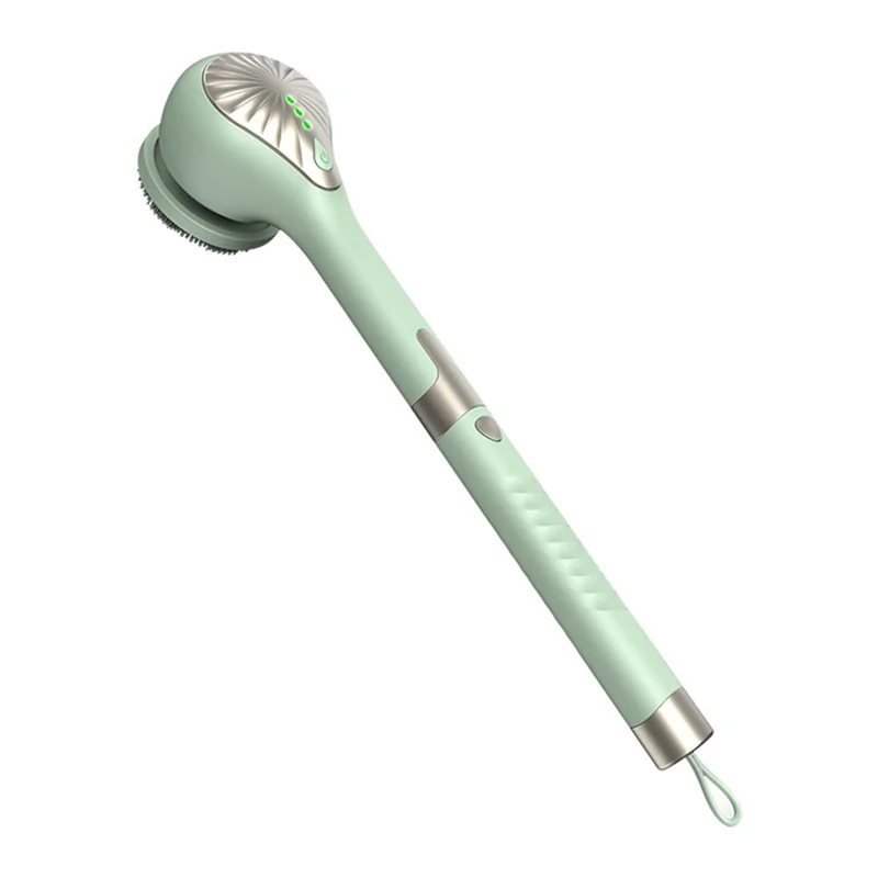 CKRE-Electric Body Brush Automatic Bath Brush USB Rechargeable Rotating Brush Waterproof Extended Handle Forall Skin Types Green
