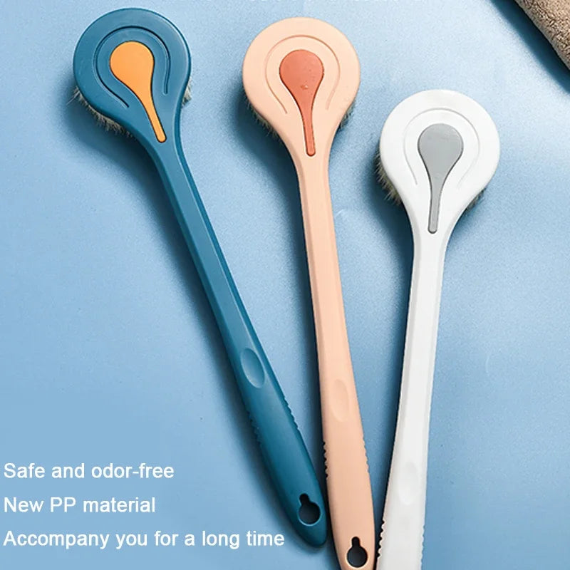 Long Handle Bath Brush Soft Hair Back Bath Brush Bathroom Body Bath Brush Mud Back Scrubber Shower Massage Exfoliation Brush
