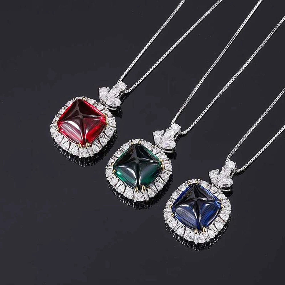 Mini Collezione di Collane con Rubino, Zaffiro, Smeraldo Coltivato