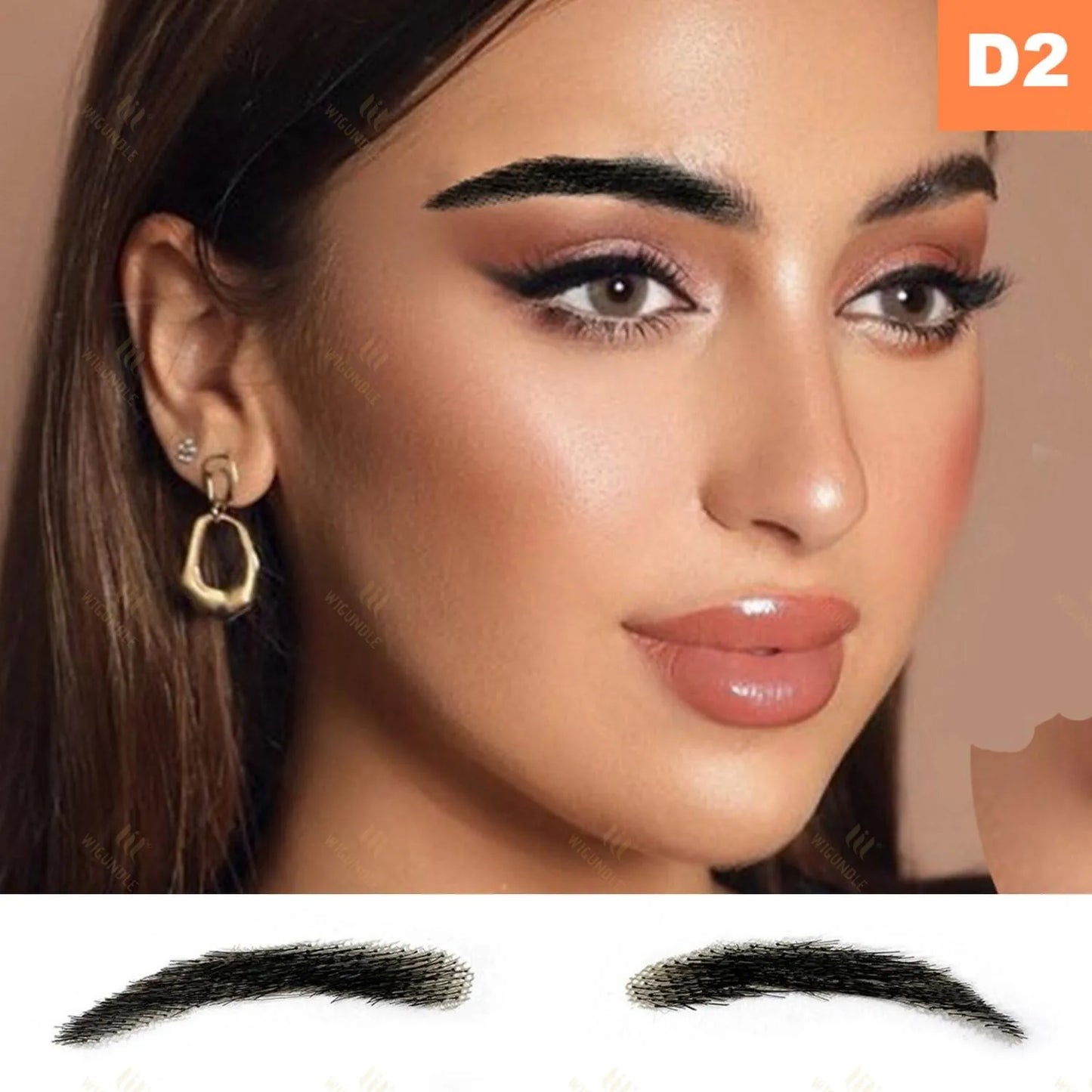 WIGUNDLE Fake Eyebow Women Or Man Hair Brazilian Hair invisible Handmade 100% Human Hair Fake Eyebrows Hand Tied False Eyebrows