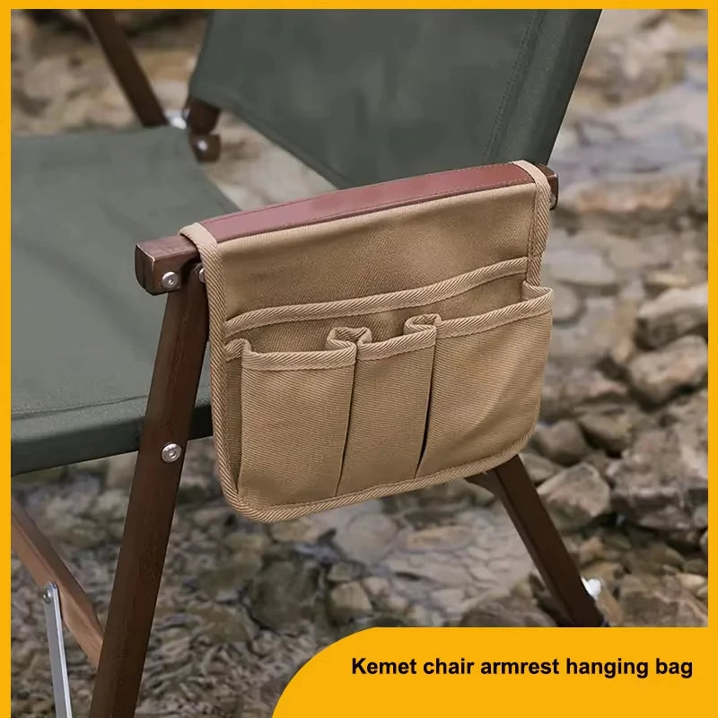 Camping Chair Armrest Storage Bag Canvas Folding Chair Organizer Side Pocket Pouch Bag For Outdoor Camping Picnic Fishing Bag