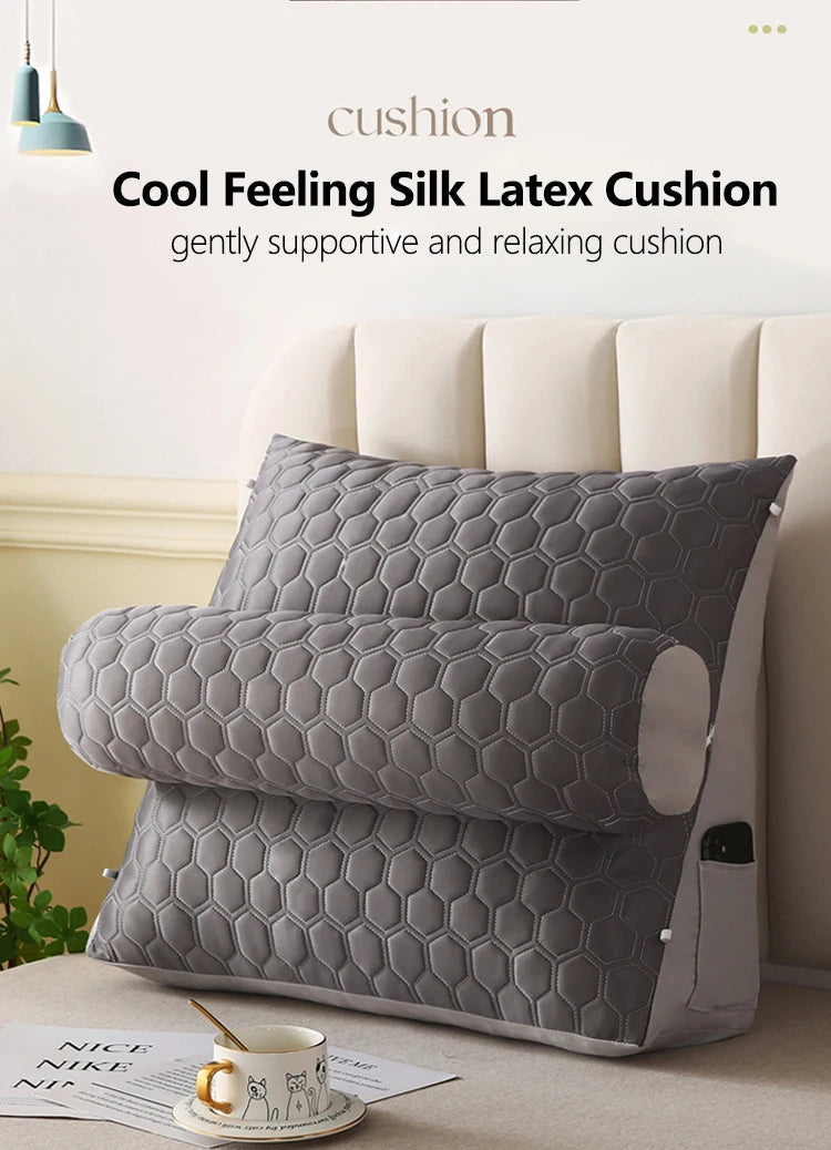 Triangle Reading Pillow Big Wedge Adult Backrest Cooling Latex Cushion Decorative Pillows for Bed Decor Cushion for Sofa