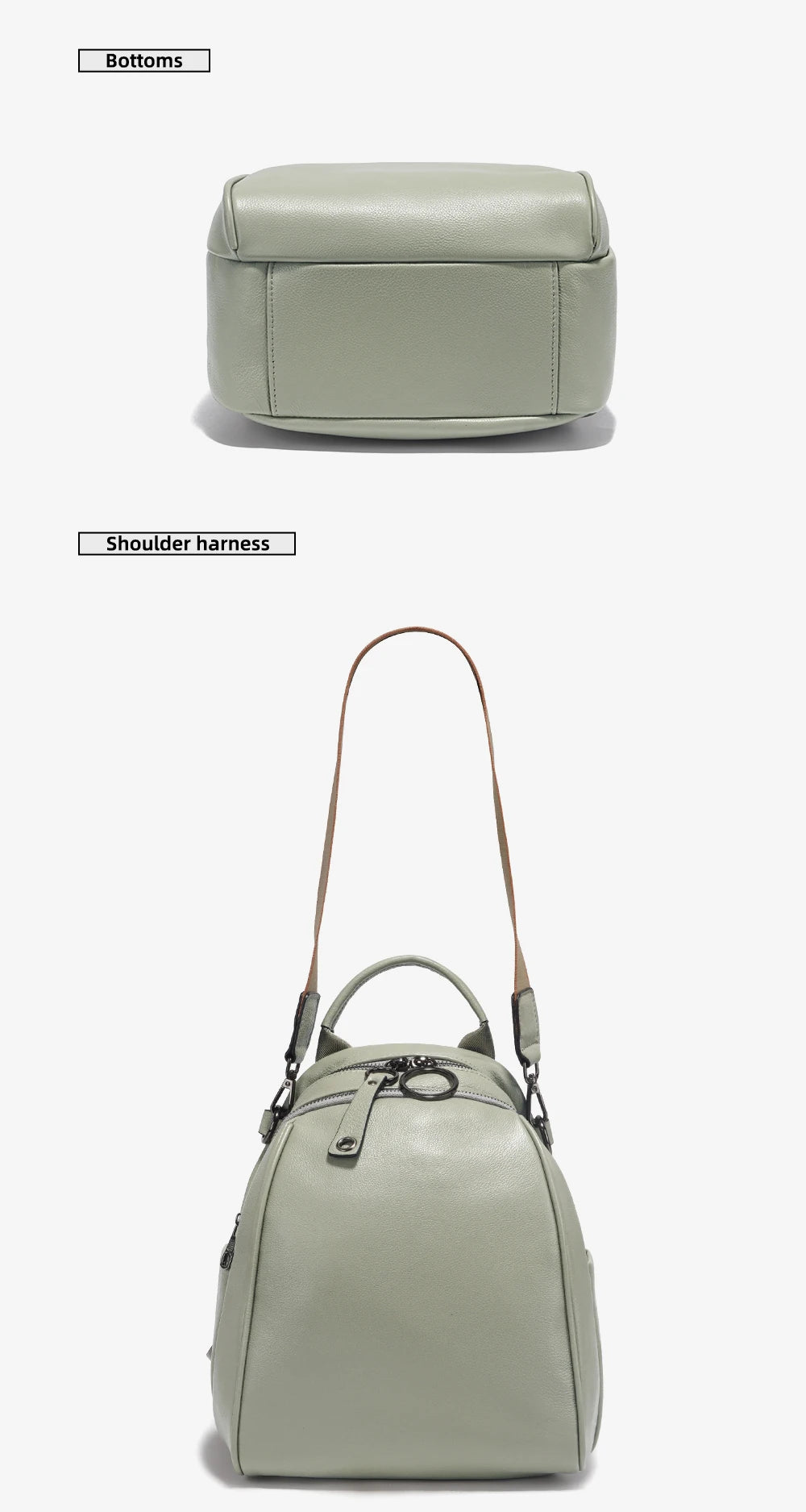 Zency Women's Soft Genuine Leather Travel Backpack Large Capacity Convertible Rucksack Knapsack Multi-compartment Shoulder Bag