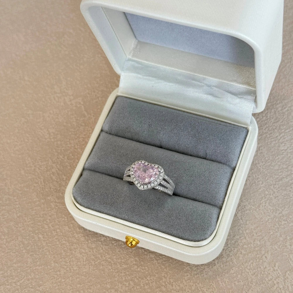 Wong Rain 925 Sterling Silver Heart Cut 8*10MM Lab Sapphire High Carbon Diamond Gems Pendant/Necklace/Earrings/Rings Jewelry Set