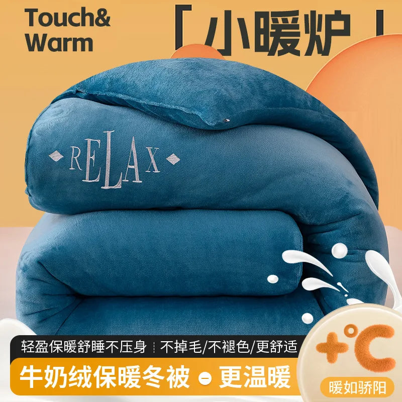 Thicken Lamb Double-faced Velvet Quilt Wool Super Warm Winter Comforter Students Dormitory Luxury Blanket Soft Quilt Duvets