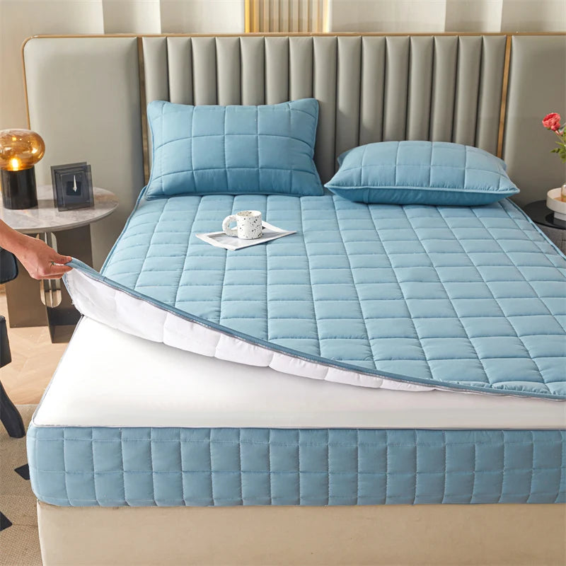Six Sides All Inclusive Mattress Cover with Zipper Thicken Fitted Sheet Quilted Mattress Protector Pad Couple Customized Size