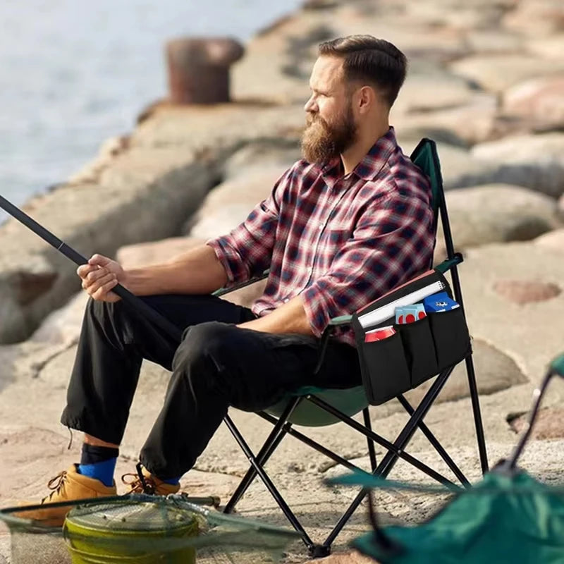 Camping Chair Armrest Storage Bag Canvas Folding Chair Organizer Side Pocket Pouch Bag For Outdoor Camping Picnic Fishing Bag