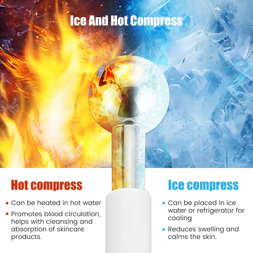 Stainless Steel Facial Ice Globes Hot Cold Facial Roller Skin Beauty Spa Cooling Globe Massage Ball Face Care Cryo Freeze Stick