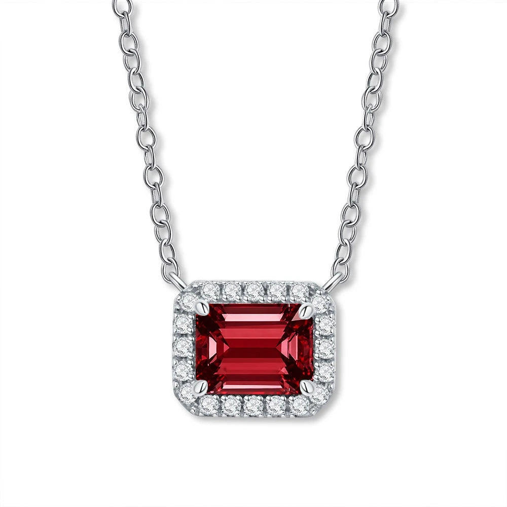 Wong Rain Solid 925 Sterling Silver 6*8 MM Sapphire Emerald Citrine Aquamarine Gems Pendant Necklace Fine Jewelry Gift Wholesale