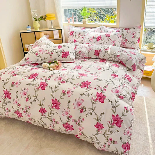 Printed three-piece set, one duvet cover and a pair of pillowcases (unpadded), suitable for bedrooms, hotels
