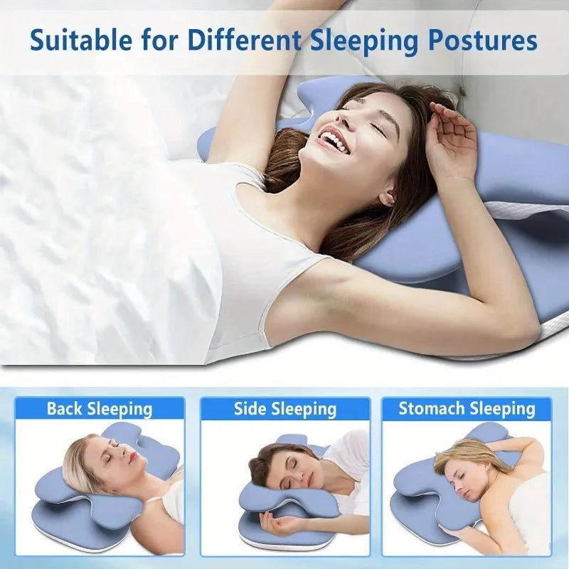 1pcs Ergonomic Memory Foam Cervical Pillow for Neck Pain Relief - Contoured Support Orthopedic Sleeping Pillow