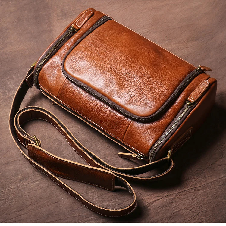 GURO Higher Quality Genuine Leather Shoulder Bag Men's Party Deluxe Crossbody Vintage Top Cowhide multicompartment Messenger Bag