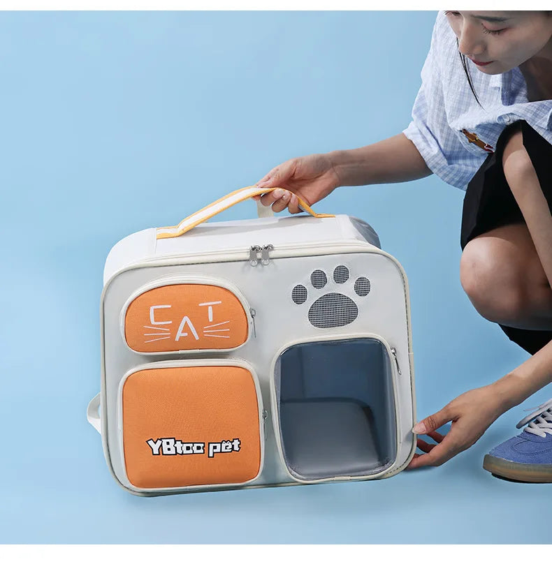 New arrivalpure color large-capacity pet bag outdoor backpack cat bag outing bag portable shoulder crossbody bag cat cage