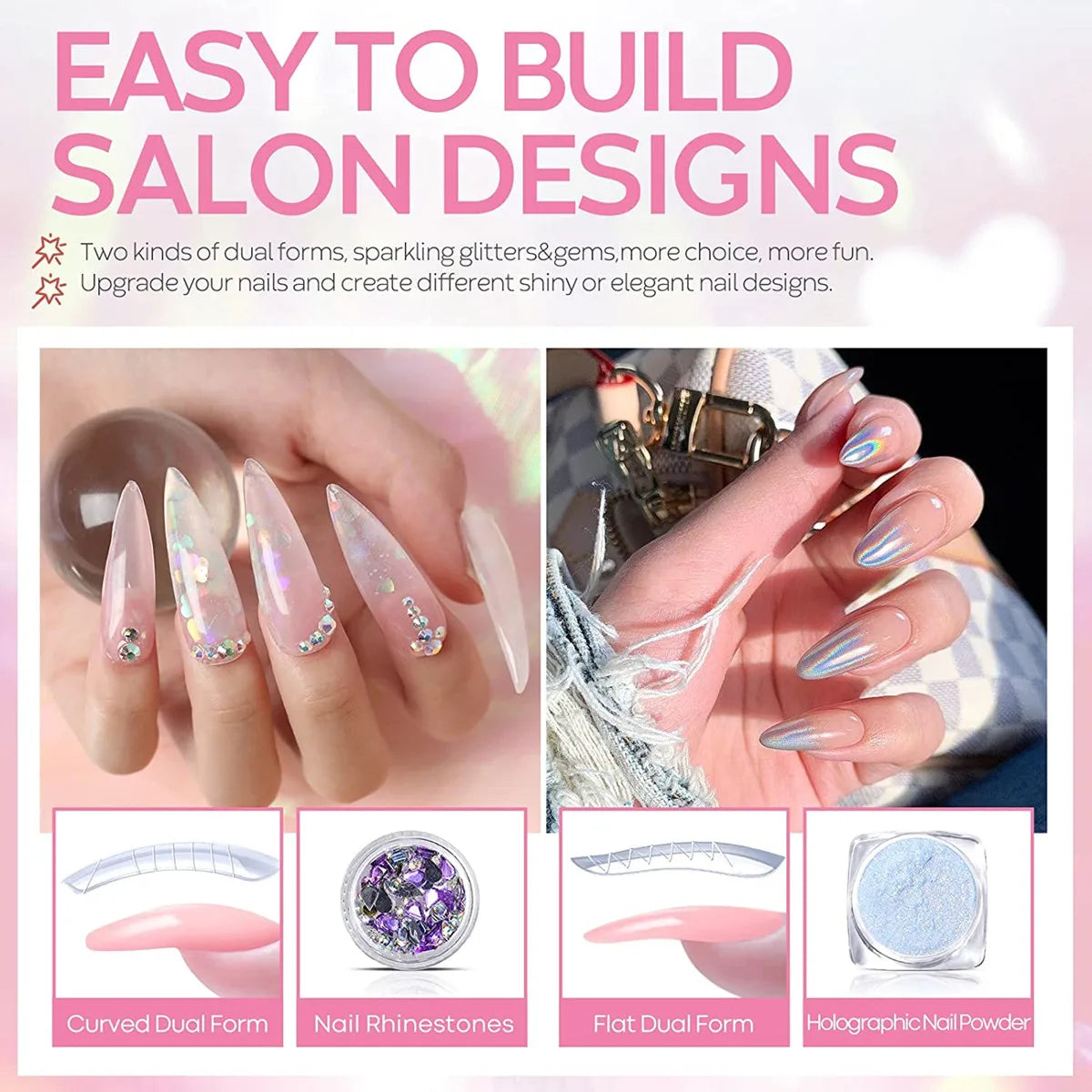 Makartt HEMA-Free Poly Nail Extension Gel 50ml, Hybrid Acrygel Builder Multi-Color, Long-Lasting French Manicure DIY Nail Art