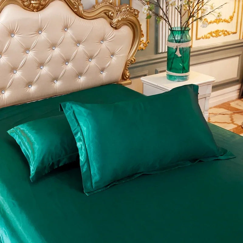 Luxury Silky Smooth Satin Pillowcase Solid Color Envelope Pillow Case Bedding Bedroom Sleep Pillowcover 48x74