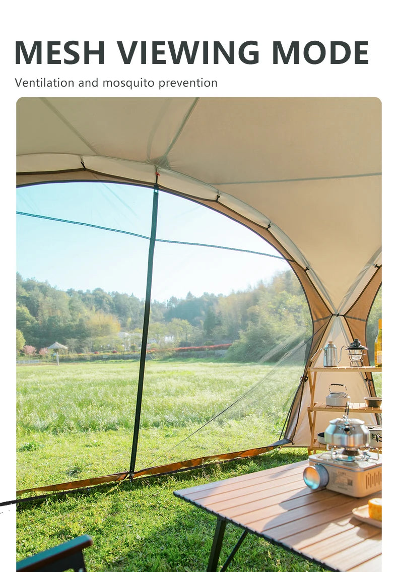 BISINNA Outdoor Camping Dome Tent Luxury Large Round Canopy Silver-coated Garden Awning Family Picnic Pergola Tent