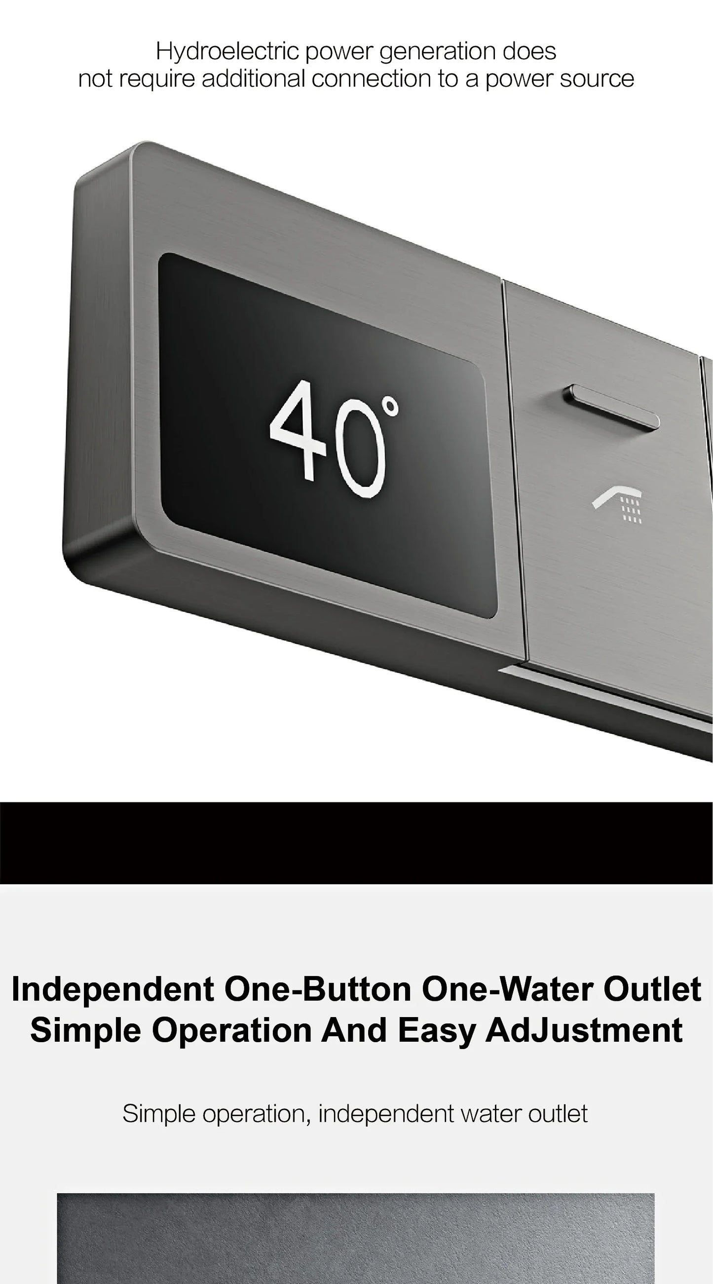 Luxury brass gun gray ceiling constant temperature shower system LED digital display hot and cold water embedded bathroom faucet