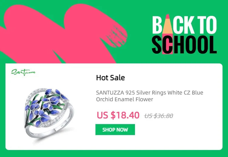 SANTUZZA Pure 925 Sterling Silver Flower Rings For Women Sparkling White Cubic Zirconia Attractive Party Elegant Fine Jewelry