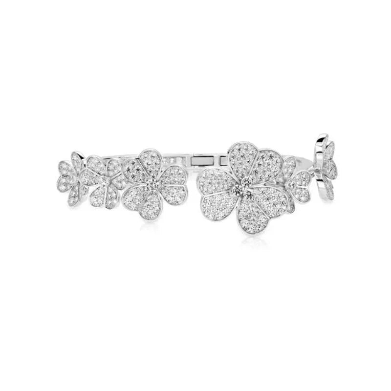 ZOCA High Quality 925 Sterling Silver Luxury Jewelry Romantic Flower Beautifully Designed Bangle Party Accessory